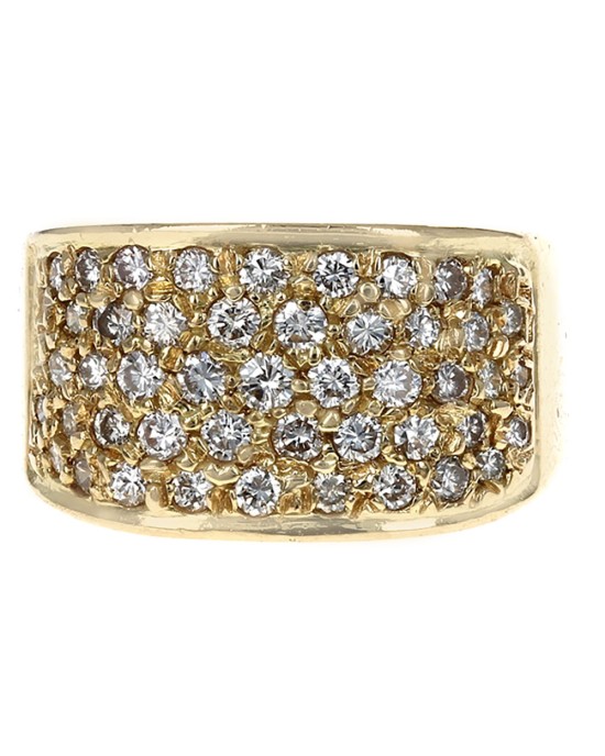 Wide Pave Diamond Ring in Yellow Gold